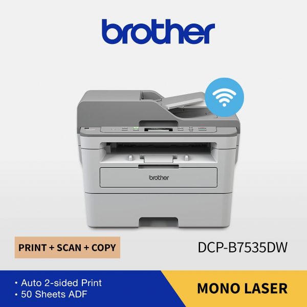 Brother DCP-B7535DW Multi-Function Monochrome Laser Printer with Auto Duplex Printing & Wi-Fi (Toner Box Technology) - Image 3