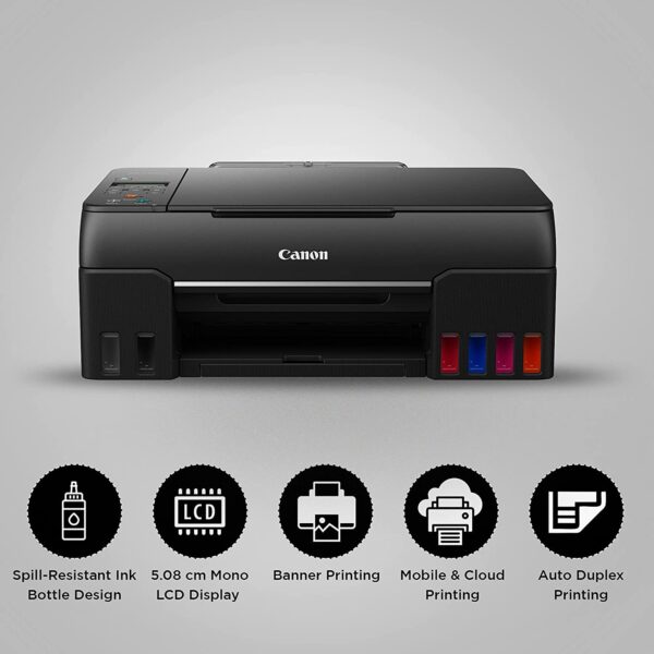 Canon PIXMA G670 All-in-One 6-Colour Inktank Wi-Fi Photo Printer, Black, Standard Print, Scan, Copy
ISO standard print speed (A4): up to 3.9 images per minute black / colour
Wireless, Wireless PictBridge, Mopria, AirPrint, Direct Wireless
Recommended monthly print volume (10.2 x 15.2cm (4R) photos)): 50 to 250 prints - Image 4